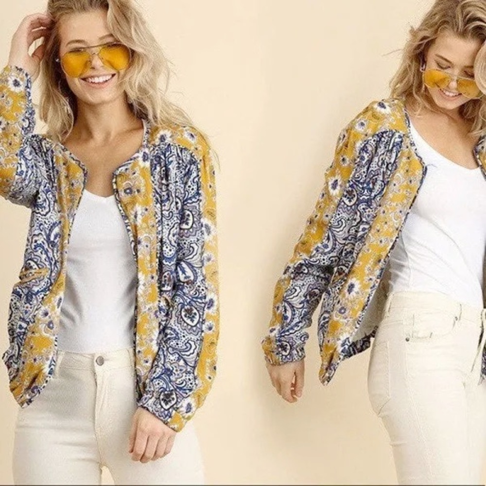UMGEE Floral Print Bomber Jacket- Lightweight M